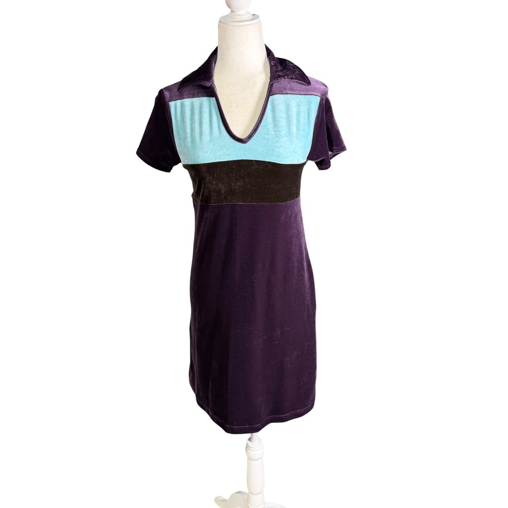 Express Tricot Womens Purple Velvet Collared‎ Mini Dress XS